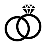 Anniversary menu icon featuring two engaging rings.