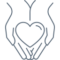 Heart in hands icon representing personalization for the Heart in Creation website homepage.