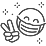 Handmade get well cards icon showing a smiling face with a mask and peace sign